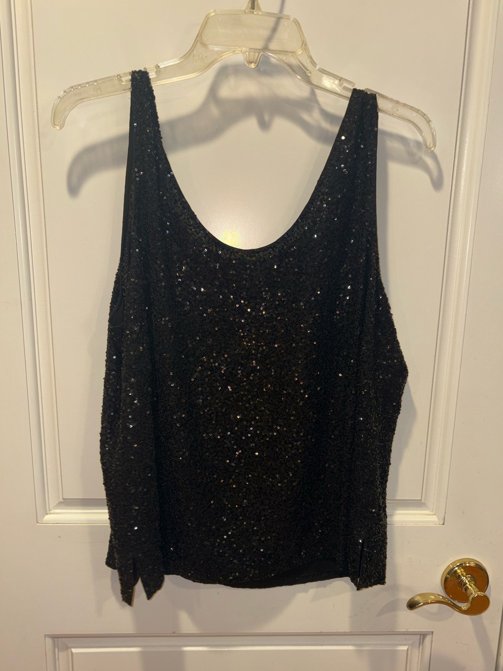 Eileen Fisher Black Sequin Scoop Neck Tank Size XL